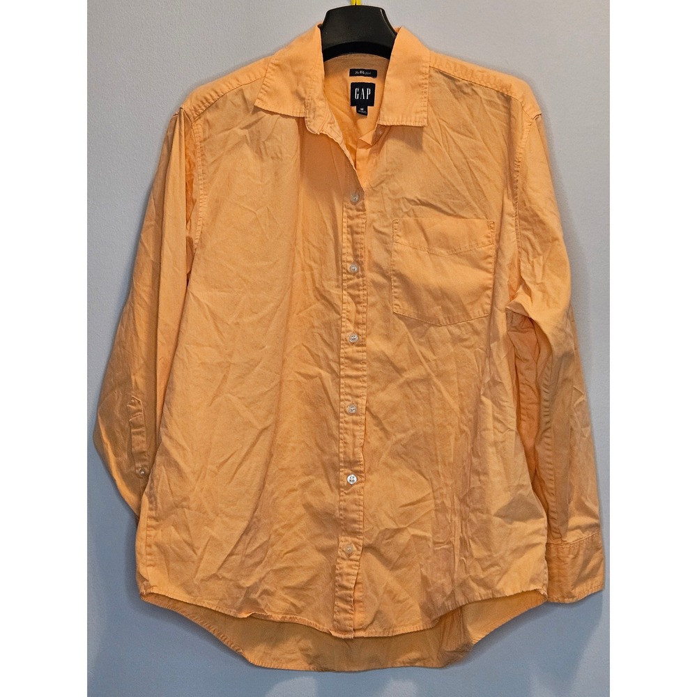 Gap The Big Shirt Mens Medium Orange Long Sleeve Cotton Button Down Pocket Shirt
